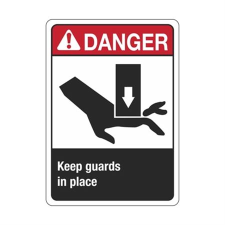 Danger Keep Guards In Place Sign